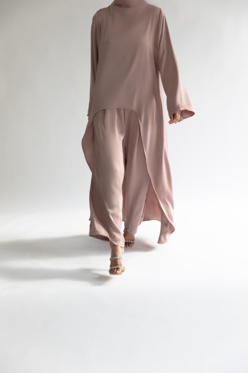 Ensemble Ambre rose clair satiné