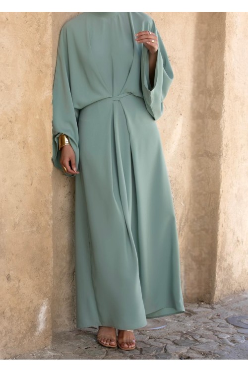 Robe Carmen vert amande