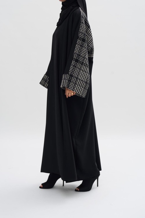 Abaya Gaby winter Black & White