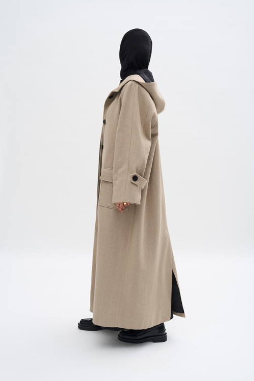 Manteau Lyssi beige rayé