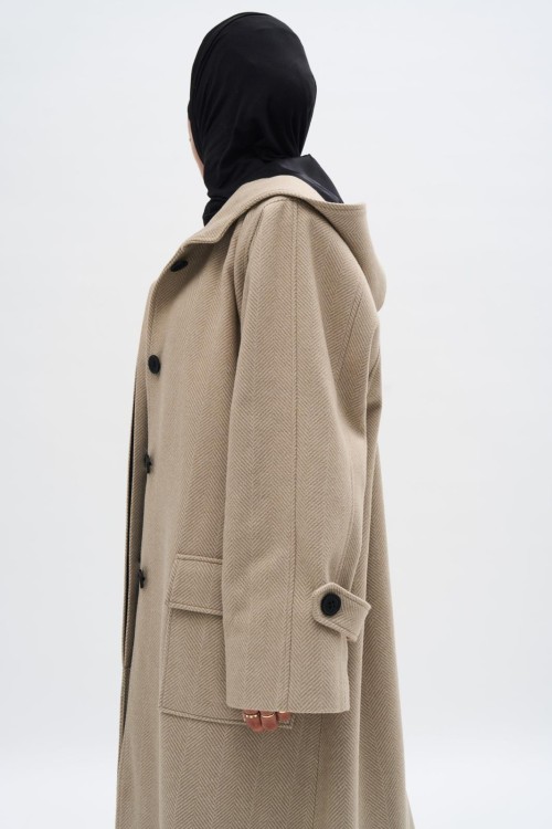 Manteau Lyssi beige rayé