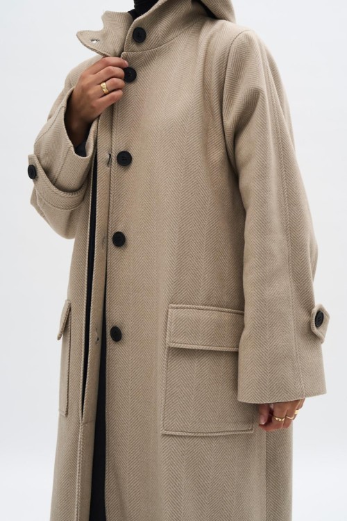 Manteau Lyssi beige rayé