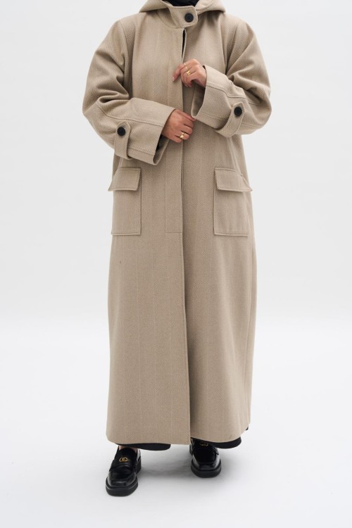 Manteau Lyssi beige rayé