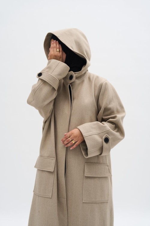 Manteau Lyssi beige rayé