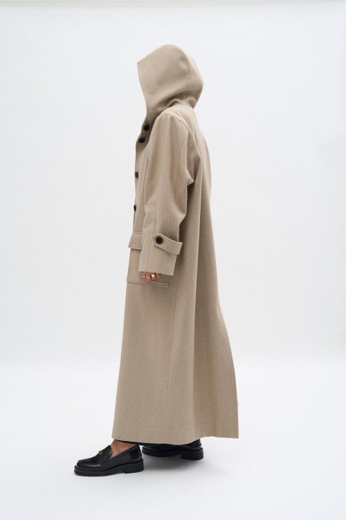 Manteau Lyssi beige rayé